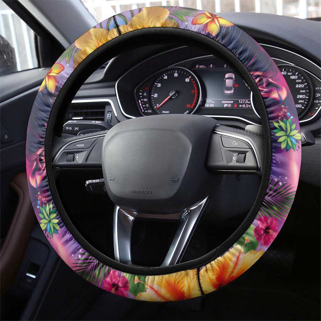 Polynesian Women Steering Wheel Cover Tropical Plant - Vibrant Surreal Dreamscape Vibe LT03 - Polynesian Pride
