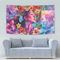 Polynesian Women Tapestry Tropical Plant - Vibrant Surreal Dreamscape Vibe LT03 - Polynesian Pride