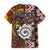 Personalised Aotearoa and Australia Together Family Matching Off Shoulder Short Dress and Hawaiian Shirt Koru and Kangaroo - Taniko with Aboriginal Motif