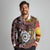 Personalised Aotearoa and Australia Together Long Sleeve Polo Shirt Koru and Kangaroo - Taniko with Aboriginal Motif