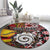 Personalised Aotearoa and Australia Together Round Carpet Koru and Kangaroo - Taniko with Aboriginal Motif