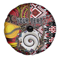 Personalised Aotearoa and Australia Together Spare Tire Cover Koru and Kangaroo - Taniko with Aboriginal Motif LT03 - Polynesian Pride