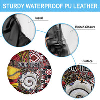 Personalised Aotearoa and Australia Together Spare Tire Cover Koru and Kangaroo - Taniko with Aboriginal Motif LT03 - Polynesian Pride