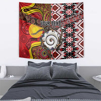 Personalised Aotearoa and Australia Together Tapestry Koru and Kangaroo - Taniko with Aboriginal Motif LT03 - Polynesian Pride
