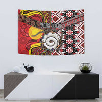 Personalised Aotearoa and Australia Together Tapestry Koru and Kangaroo - Taniko with Aboriginal Motif LT03 - Polynesian Pride