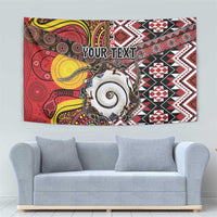 Personalised Aotearoa and Australia Together Tapestry Koru and Kangaroo - Taniko with Aboriginal Motif LT03 - Polynesian Pride
