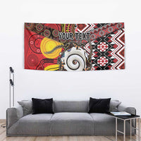 Personalised Aotearoa and Australia Together Tapestry Koru and Kangaroo - Taniko with Aboriginal Motif LT03 - Polynesian Pride
