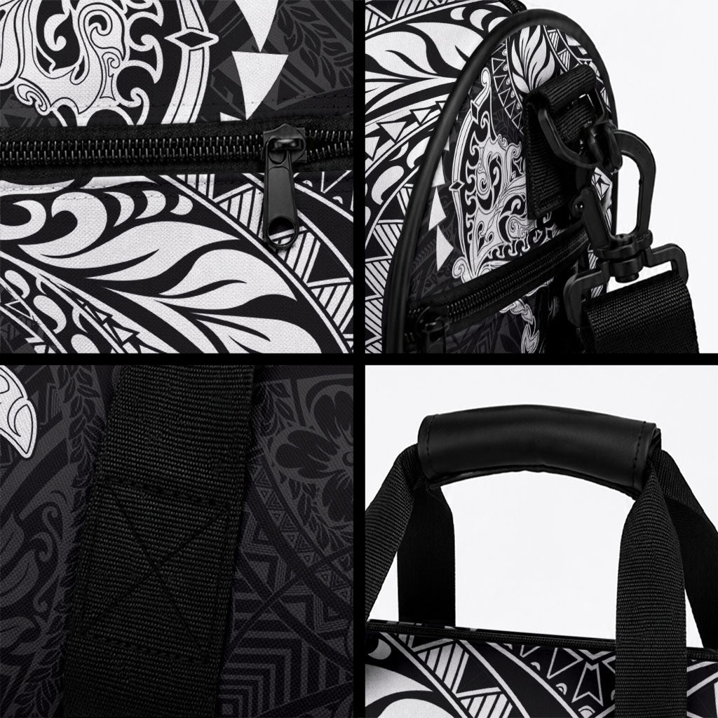Hawaiian Manta Ray and Hammerhead Shark Tribal Tattoo Duffle Bag with Polynesian Tribal Pattern Black-White Color LT03 - Polynesian Pride