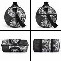 Hawaiian Manta Ray and Hammerhead Shark Tribal Tattoo Duffle Bag with Polynesian Tribal Pattern Black-White Color LT03 - Polynesian Pride