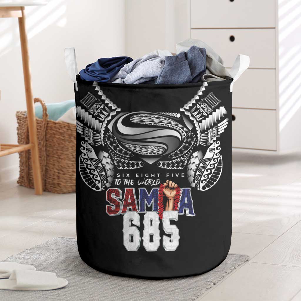 Super Samoa-Six Eight Five to The World Laundry Basket Traditional Samoan Tattoo Black Color LT03 Black - Polynesian Pride