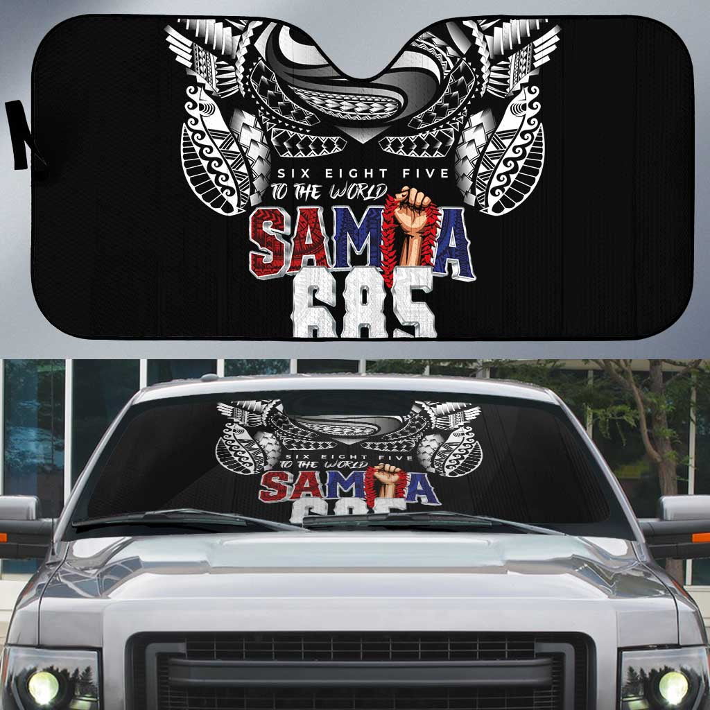 Super Samoa-Six Eight Five to The World Auto Sun Shade Traditional Samoan Tattoo Black Color LT03 Black - Polynesian Pride