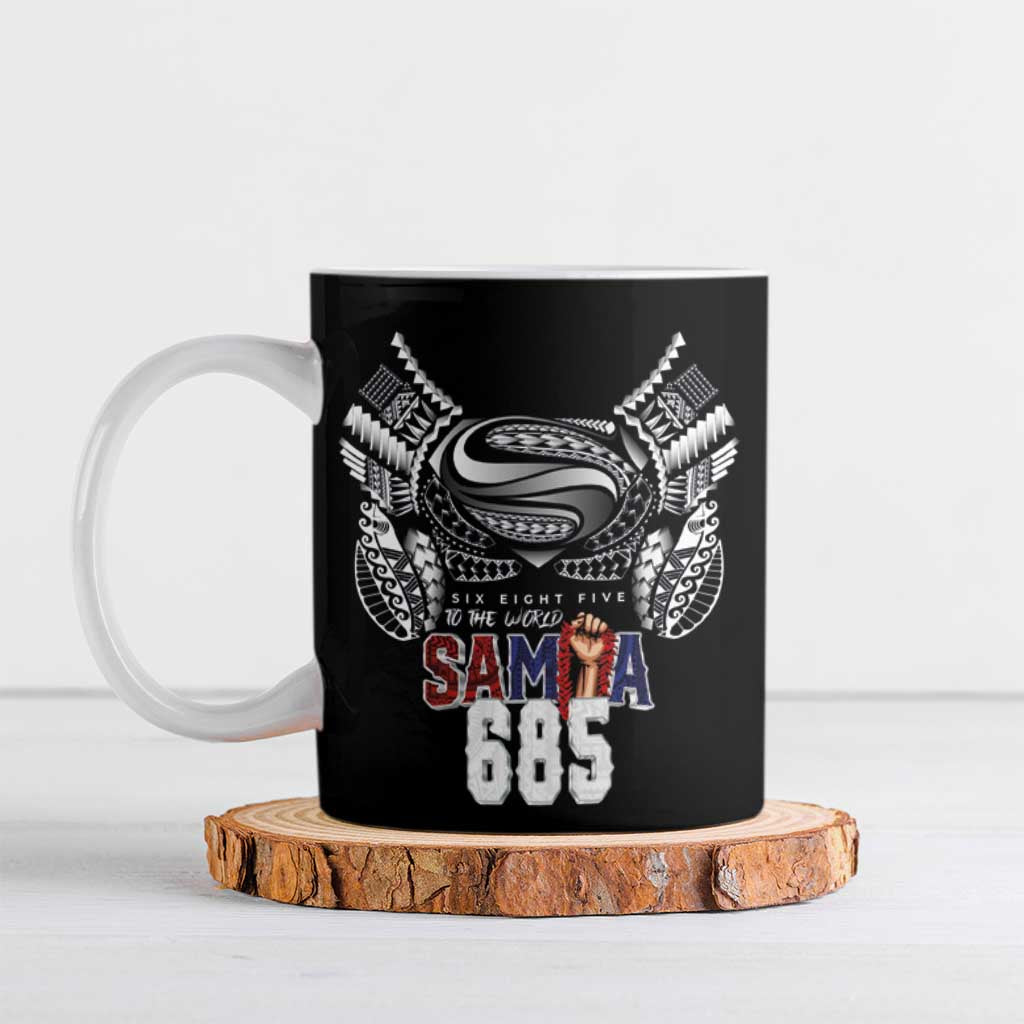 Super Samoa-Six Eight Five to The World Ceramic Mug Traditional Samoan Tattoo Black Color LT03 Black - Polynesian Pride