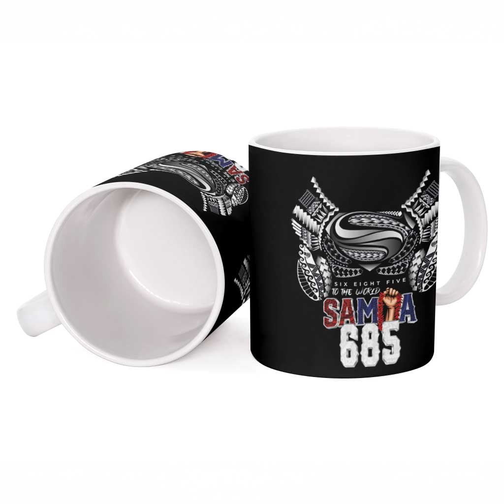 Super Samoa-Six Eight Five to The World Ceramic Mug Traditional Samoan Tattoo Black Color LT03 - Polynesian Pride