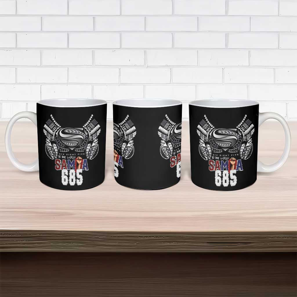 Super Samoa-Six Eight Five to The World Ceramic Mug Traditional Samoan Tattoo Black Color LT03 - Polynesian Pride