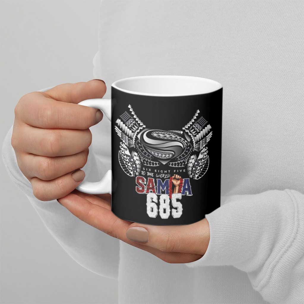 Super Samoa-Six Eight Five to The World Ceramic Mug Traditional Samoan Tattoo Black Color LT03 - Polynesian Pride