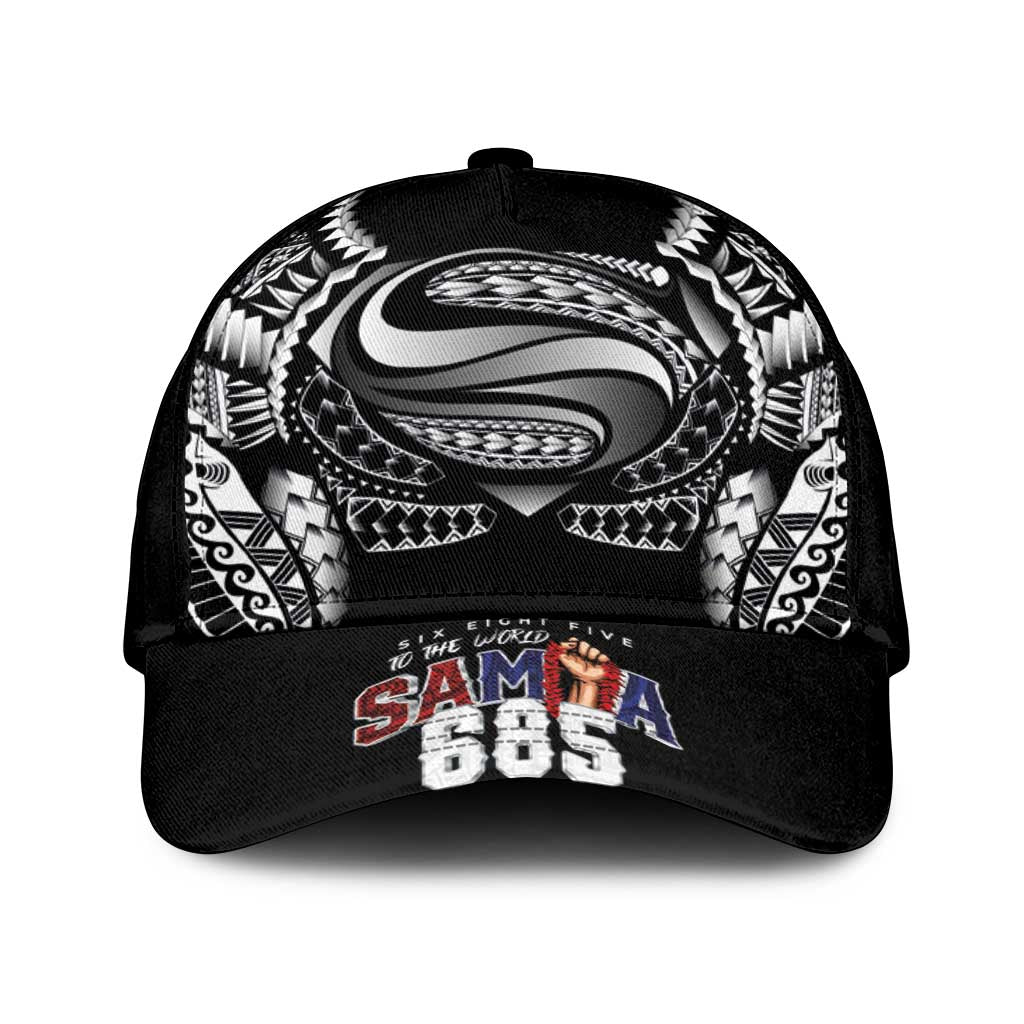 Super Samoa-Six Eight Five to The World Classic Cap Traditional Samoan Tattoo Black Color LT03 Universal Fit Black - Polynesian Pride