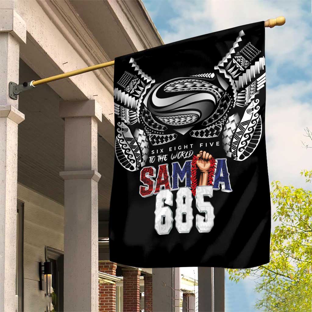 Super Samoa-Six Eight Five to The World Garden Flag Traditional Samoan Tattoo Black Color LT03 House Flag Black - Polynesian Pride
