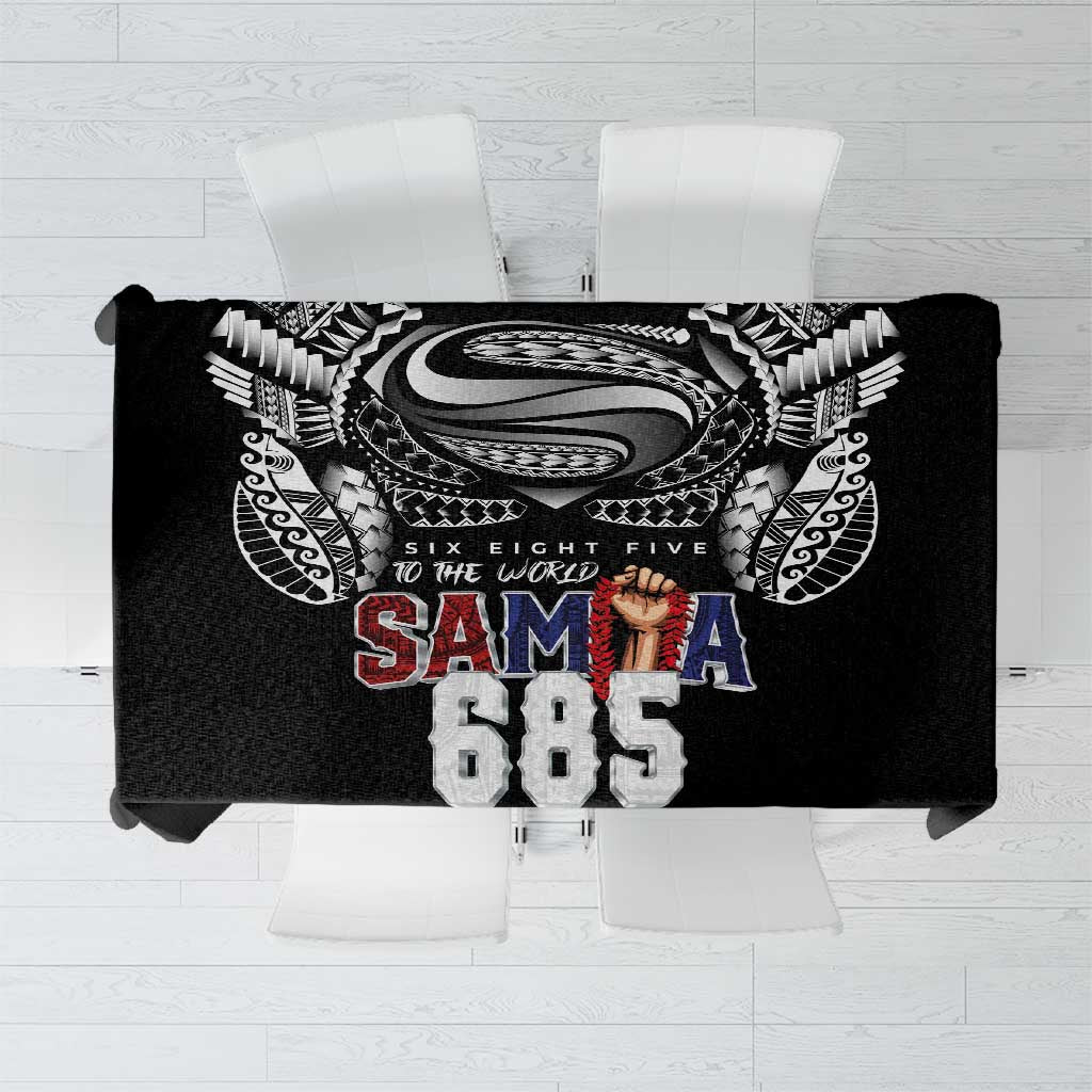 Super Samoa-Six Eight Five to The World Tablecloth Traditional Samoan Tattoo Black Color LT03 Black - Polynesian Pride
