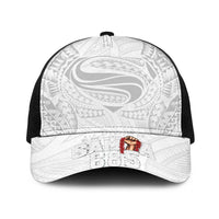 Super Samoa-Six Eight Five to The World Baseball Net Cap Traditional Samoan Tattoo All White LT03 One Size Black White - Polynesian Pride