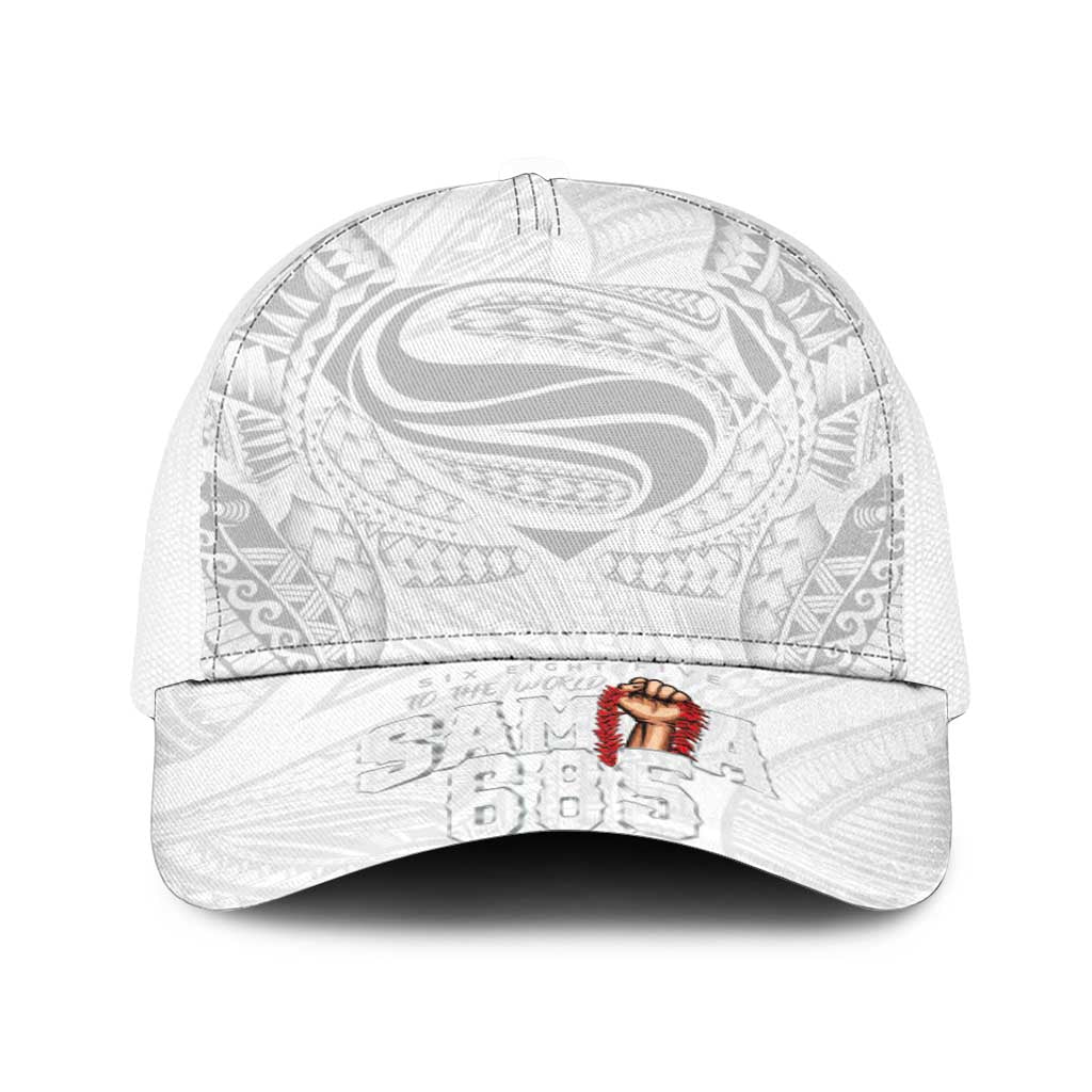 Super Samoa-Six Eight Five to The World Baseball Net Cap Traditional Samoan Tattoo All White LT03 One Size White White - Polynesian Pride