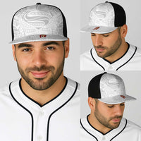 Super Samoa-Six Eight Five to The World Baseball Net Cap Traditional Samoan Tattoo All White LT03 - Polynesian Pride