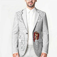 Super Samoa-Six Eight Five to The World Blazer Traditional Samoan Tattoo All White LT03 - Polynesian Pride