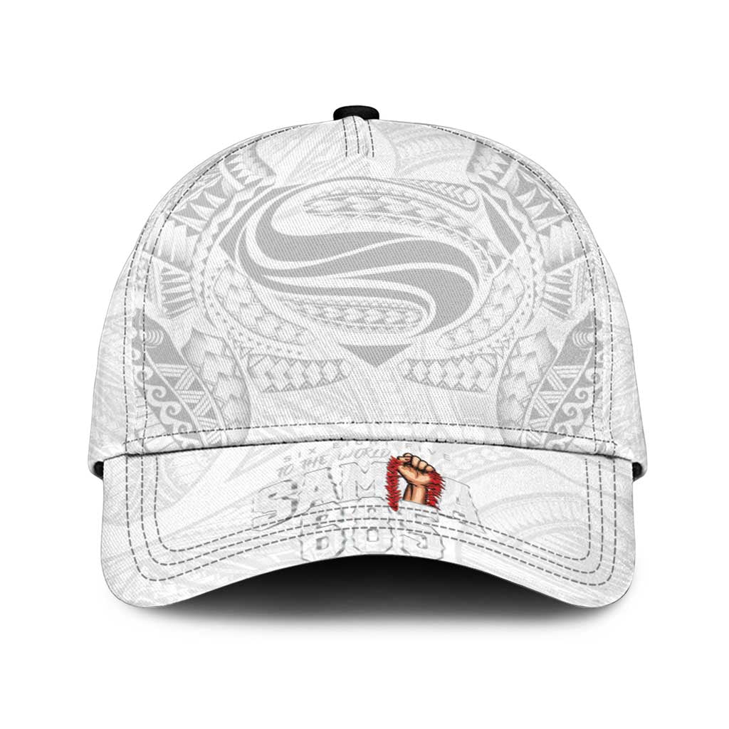 Super Samoa-Six Eight Five to The World Classic Cap Traditional Samoan Tattoo All White LT03 Universal Fit White - Polynesian Pride