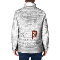 Super Samoa-Six Eight Five to The World Padded Jacket Traditional Samoan Tattoo All White LT03 - Polynesian Pride