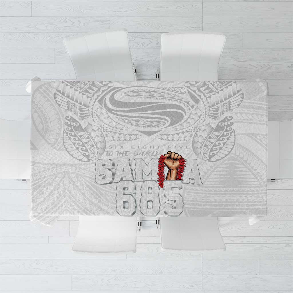 Super Samoa-Six Eight Five to The World Tablecloth Traditional Samoan Tattoo All White LT03 White - Polynesian Pride