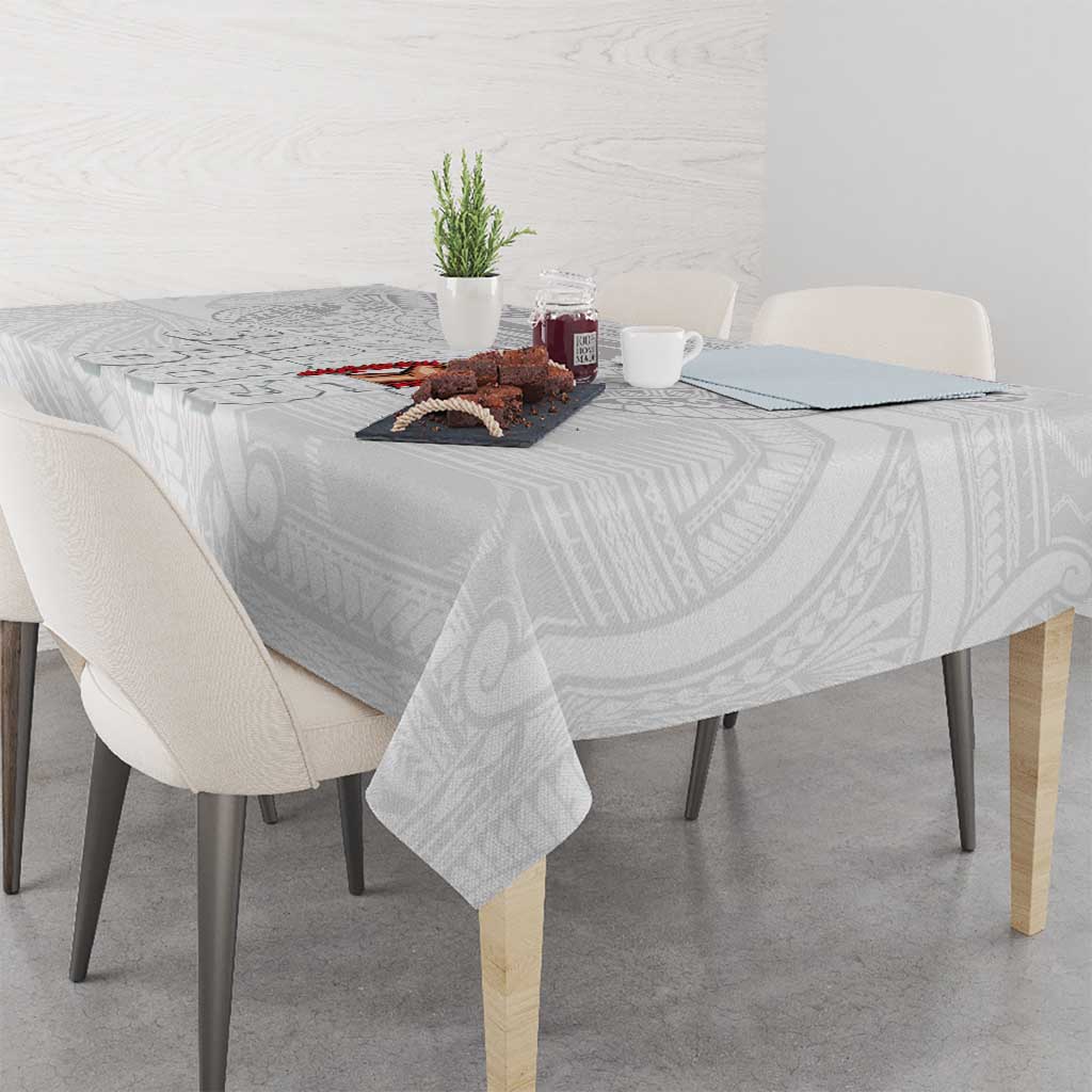 Super Samoa-Six Eight Five to The World Tablecloth Traditional Samoan Tattoo All White LT03 - Polynesian Pride