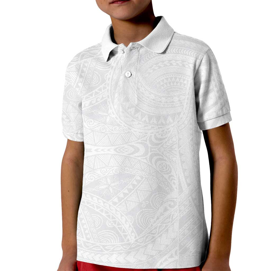 Lotu Tamaiti Samoan Art Tattoo Polynesian Pattern Kid Polo Shirt LT03 Kid White - Polynesian Pride