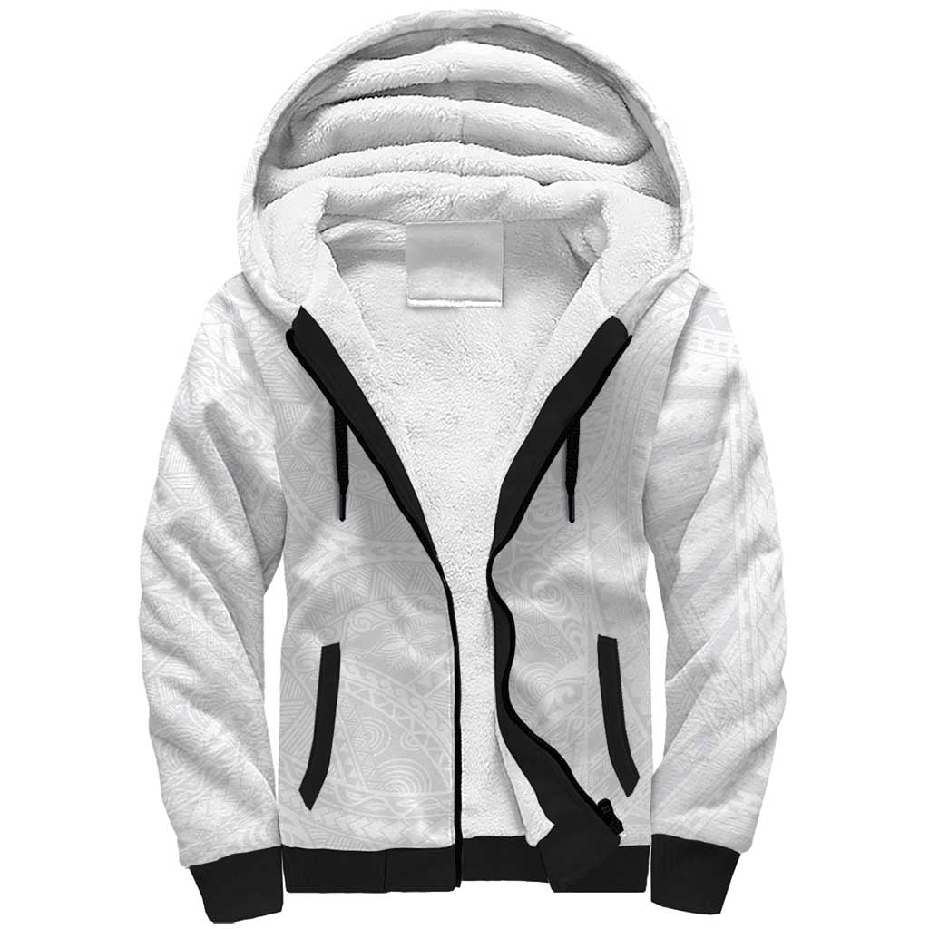 Lotu Tamaiti Samoan Art Tattoo Polynesian Pattern Sherpa Hoodie LT03 Unisex White - Polynesian Pride