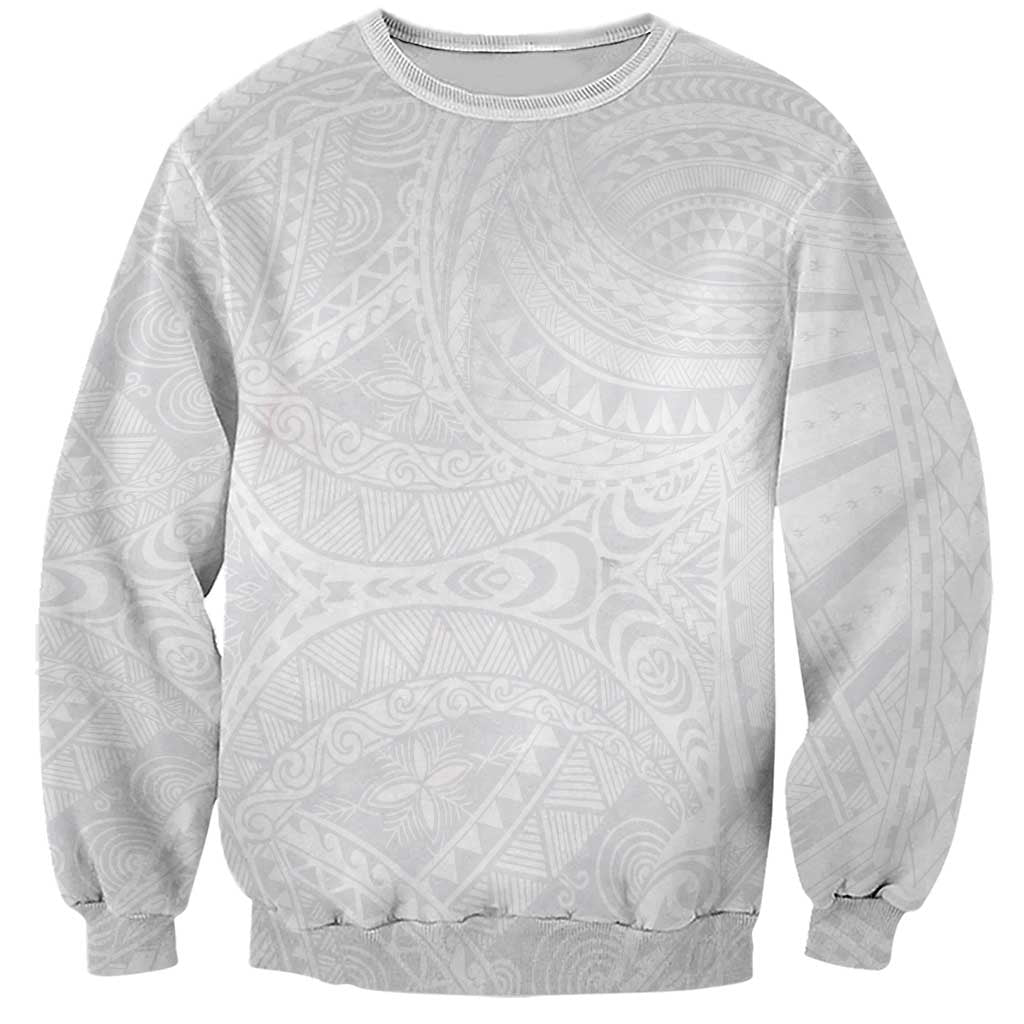 Lotu Tamaiti Samoan Art Tattoo Polynesian Pattern Sweatshirt LT03 Unisex White - Polynesian Pride