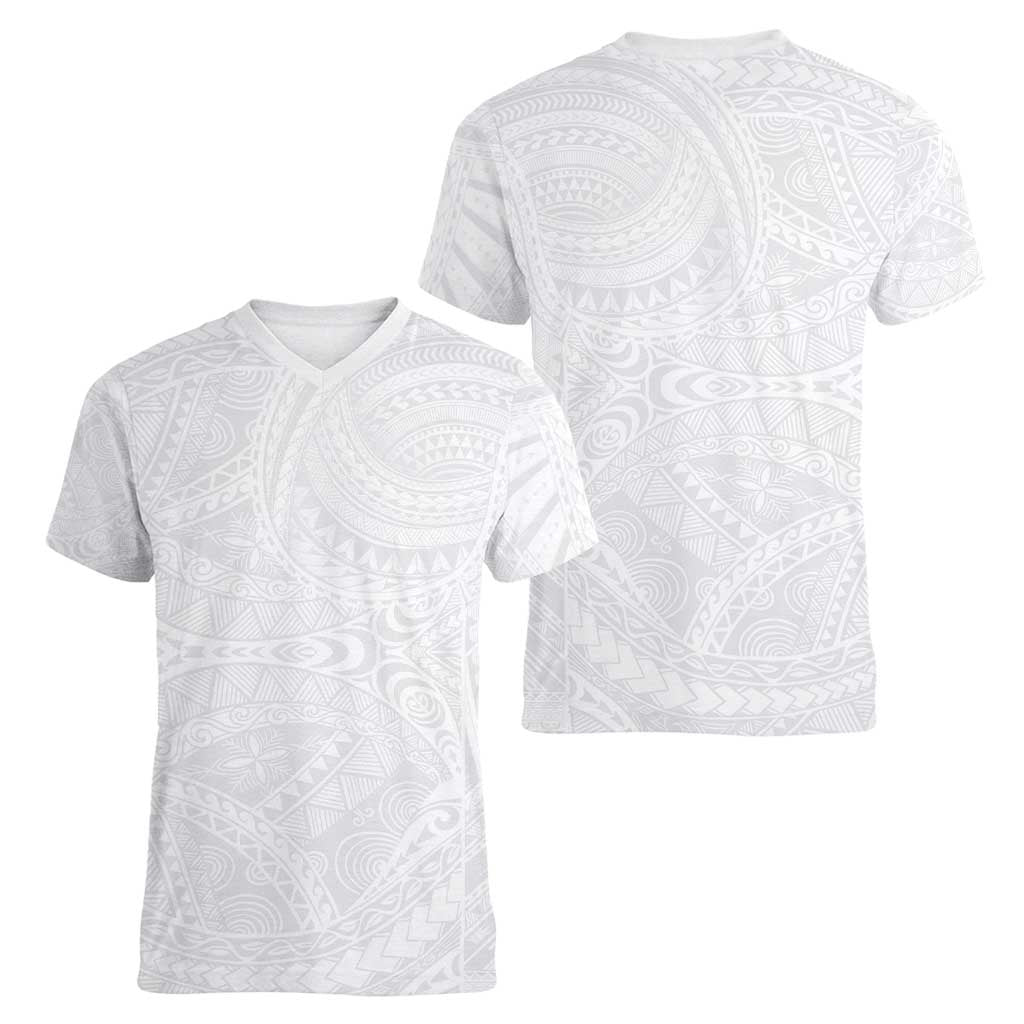 Lotu Tamaiti Samoan Art Tattoo Polynesian Pattern Women V-Neck T-Shirt LT03 - Polynesian Pride