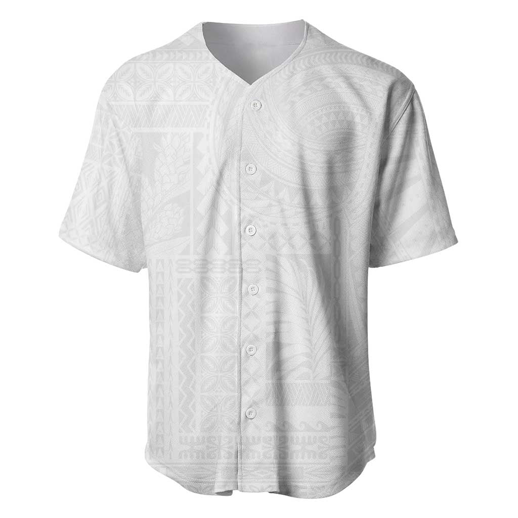Lotu Tamaiti Samoan Art Tattoo Siapo Pattern Baseball Jersey LT03 White - Polynesian Pride