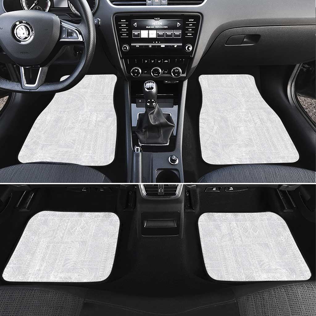 Lotu Tamaiti Samoan Art Tattoo Siapo Pattern Car Mats LT03 Set 4pcs White - Polynesian Pride