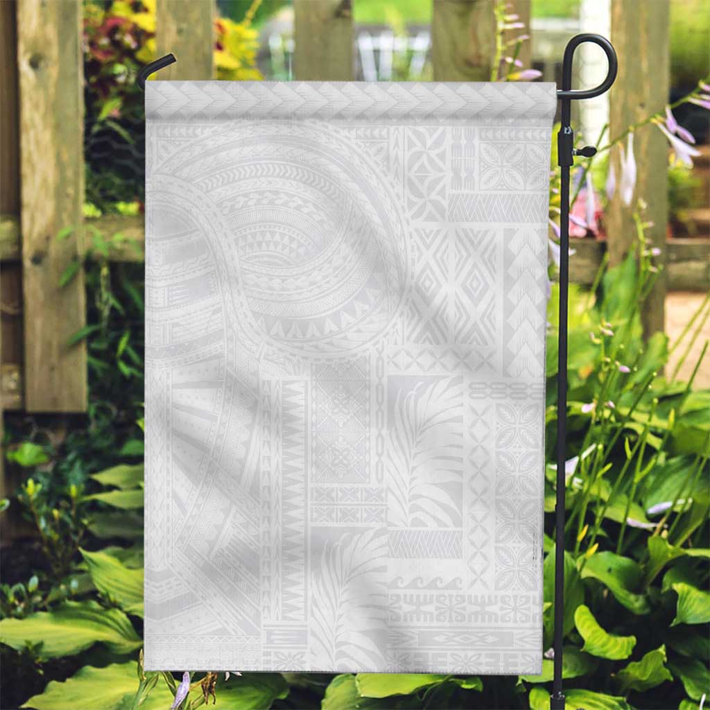 Lotu Tamaiti Samoan Art Tattoo Siapo Pattern Garden Flag LT03 Garden Flag White - Polynesian Pride