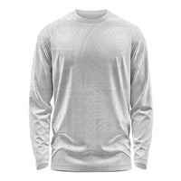 Lotu Tamaiti Samoan Art Tattoo Siapo Pattern Long Sleeve Shirt LT03 Unisex White - Polynesian Pride