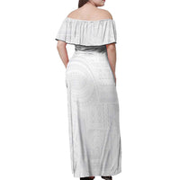 Lotu Tamaiti Samoan Art Tattoo Siapo Pattern Off Shoulder Maxi Dress LT03 - Polynesian Pride