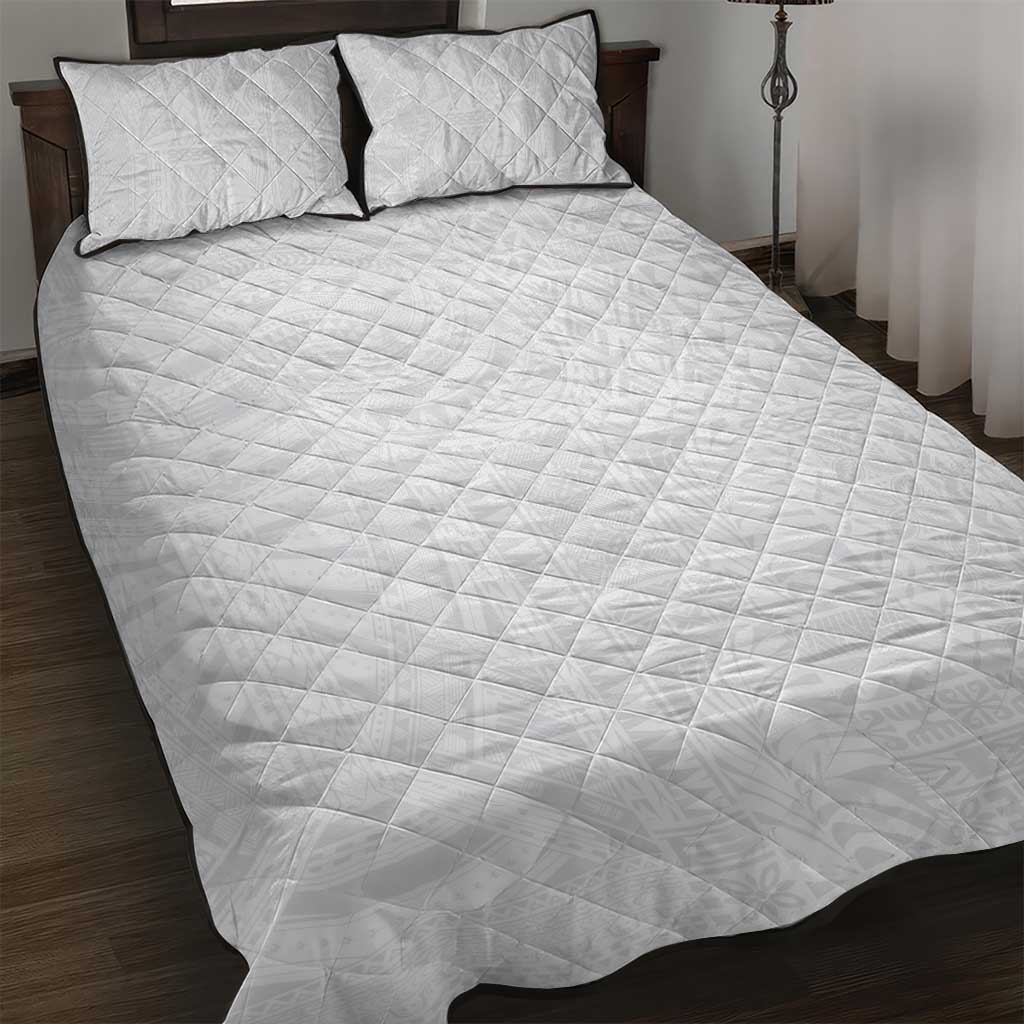 Lotu Tamaiti Samoan Art Tattoo Siapo Pattern Quilt Bed Set LT03 White - Polynesian Pride