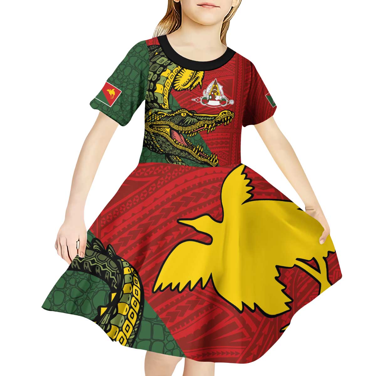Sepik River Crocodile & Arts Festival Melanesian Pattern Kid Short Sleeve Dress LT03 - Polynesian Pride
