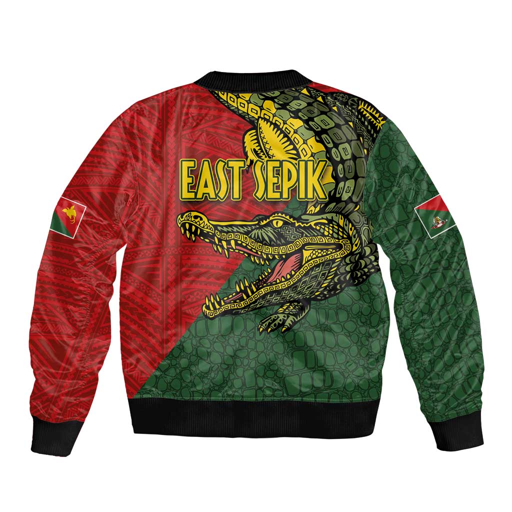 Sepik River Crocodile & Arts Festival Melanesian Pattern Sleeve Zip Bomber Jacket LT03 - Polynesian Pride