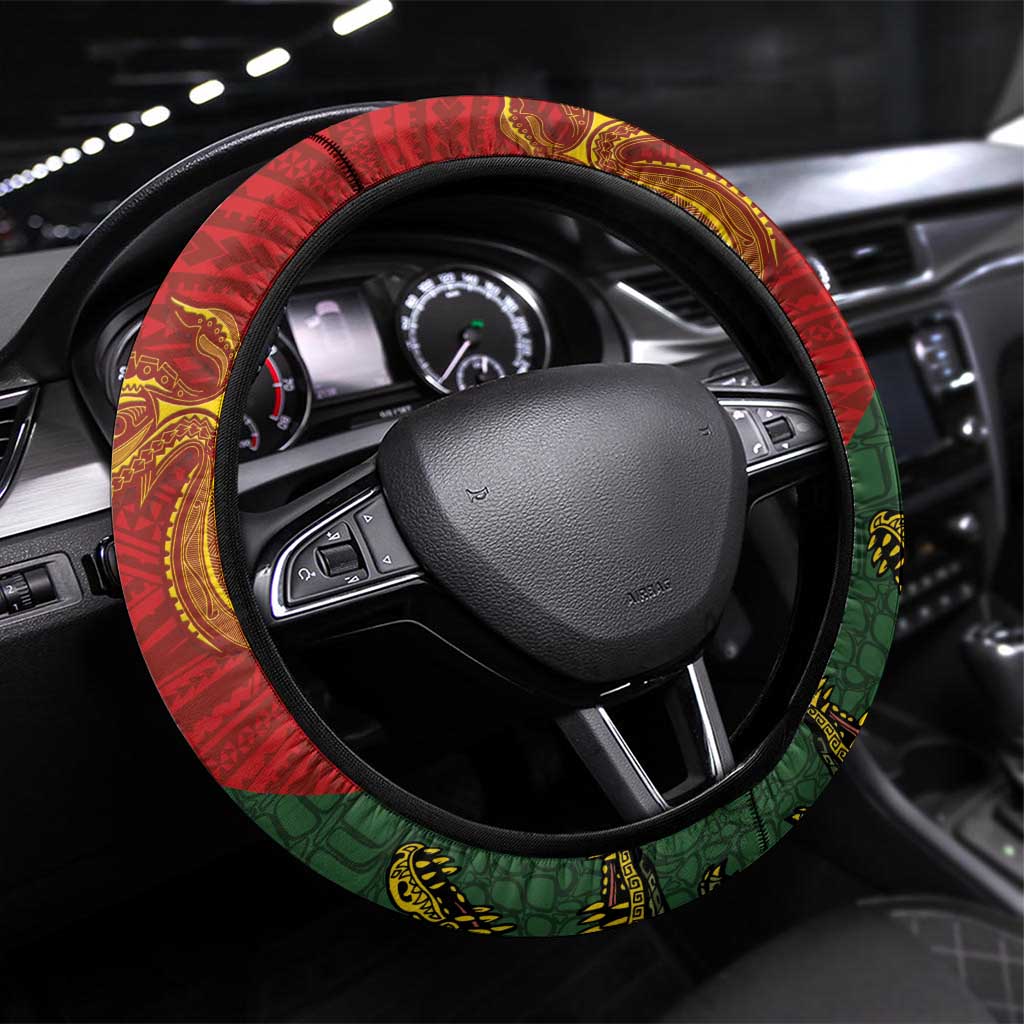 Sepik River Crocodile & Arts Festival Steering Wheel Cover Bird-of-paradise Melanesian Tattoo