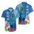 Polynesian Fiji Hawaiian Shirt Shark and Hibiscus Tapa Pattern Blue Version LT03 - Polynesian Pride