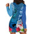 Polynesian Fiji Hoodie Dress Shark and Hibiscus Tapa Pattern Blue Version LT03 - Polynesian Pride