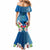 Polynesian Fiji Mermaid Dress Shark and Hibiscus Tapa Pattern Blue Version LT03 - Polynesian Pride