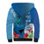 Polynesian Fiji Sherpa Hoodie Shark and Hibiscus Tapa Pattern Blue Version LT03 - Polynesian Pride