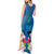 Polynesian Fiji Tank Maxi Dress Shark and Hibiscus Tapa Pattern Blue Version LT03 - Polynesian Pride