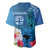 Custom Polynesian Fiji Baseball Jersey Shark and Hibiscus Tapa Pattern Blue Version LT03 - Polynesian Pride