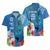 Custom Polynesian Fiji Hawaiian Shirt Shark and Hibiscus Tapa Pattern Blue Version LT03 - Polynesian Pride